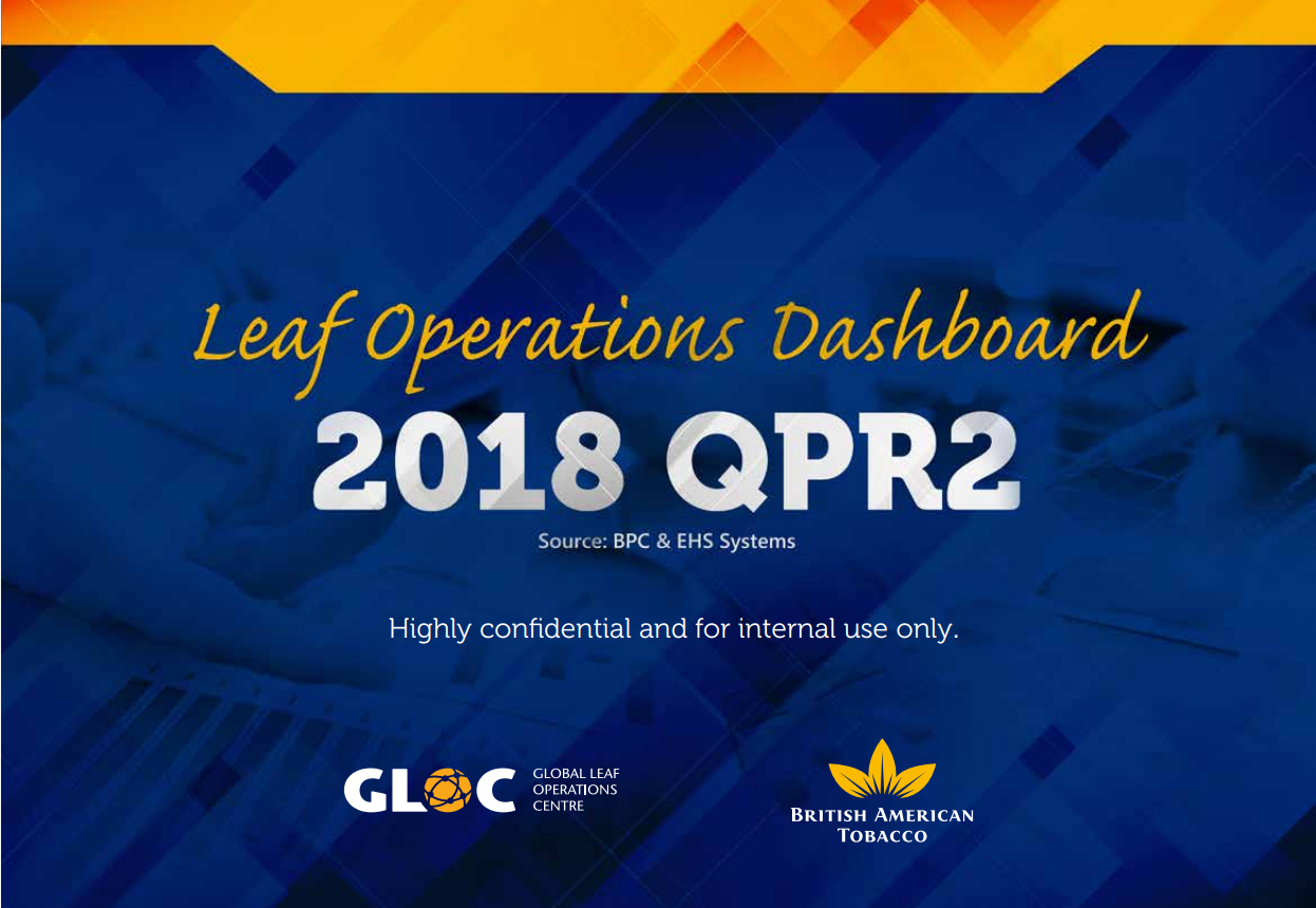 Diagramação do Leaf Operations Dashboard 2018 British American Tobacco