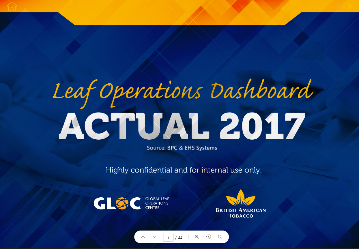 Diagramação do Leaf Operations Dashboard 2017 British American Tobacco