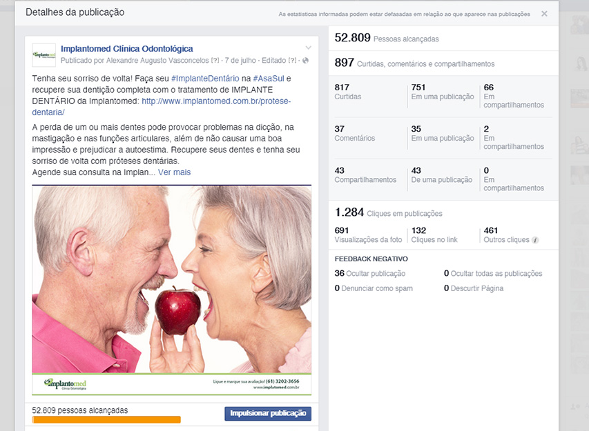 Gestão de Rede Social: Facebook Marketing para a Clínica Odontológica de Implante Dentário. Um dos importantes pilares do marketing odontológico em Brasília.