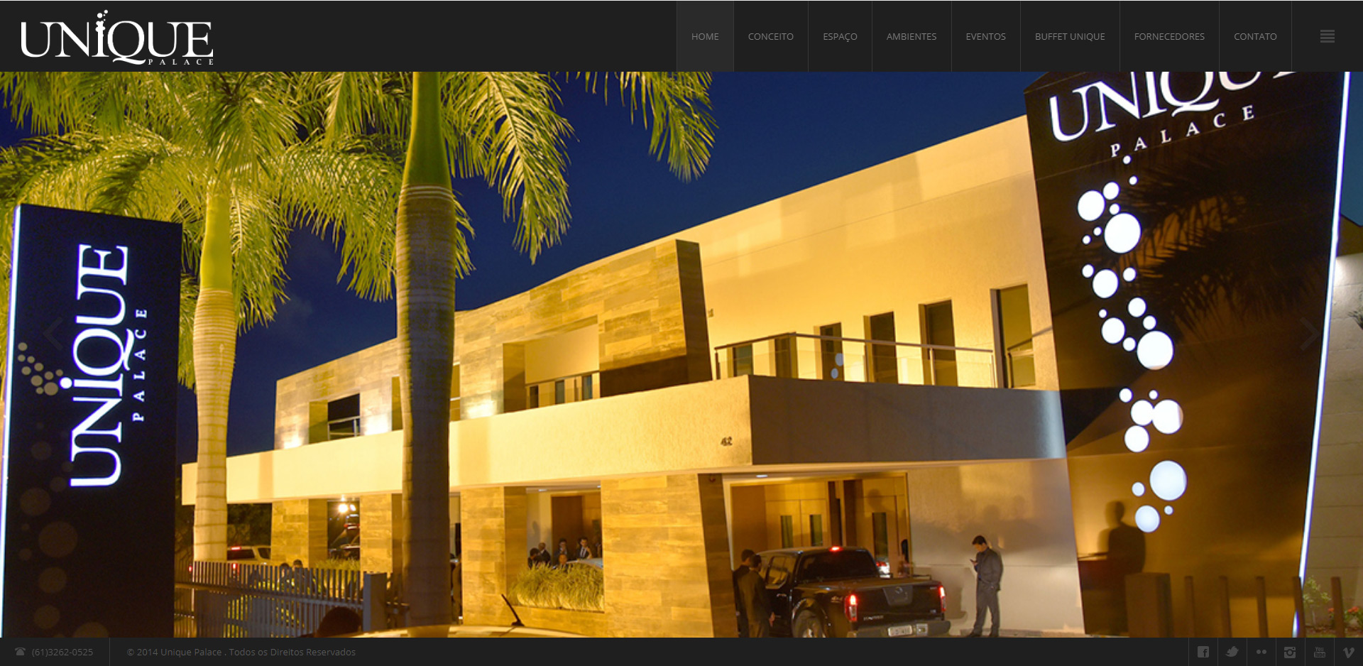 Modernização website Centro de Eventos Unique Palace e Buffet. Um dos mais importantes buffets de Brasília, merecia um novo posicionamento para sua marca, graças ao marketing digital gastronômico.