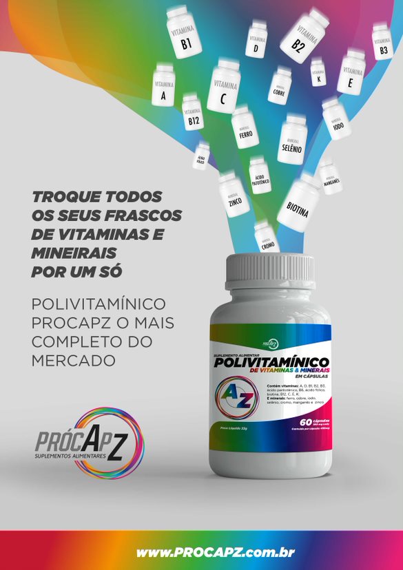 Criação do design gráfico para auxiliar na campanha de lançamento da Procapz suplementos e vitaminas marketing indústria farmacêutica