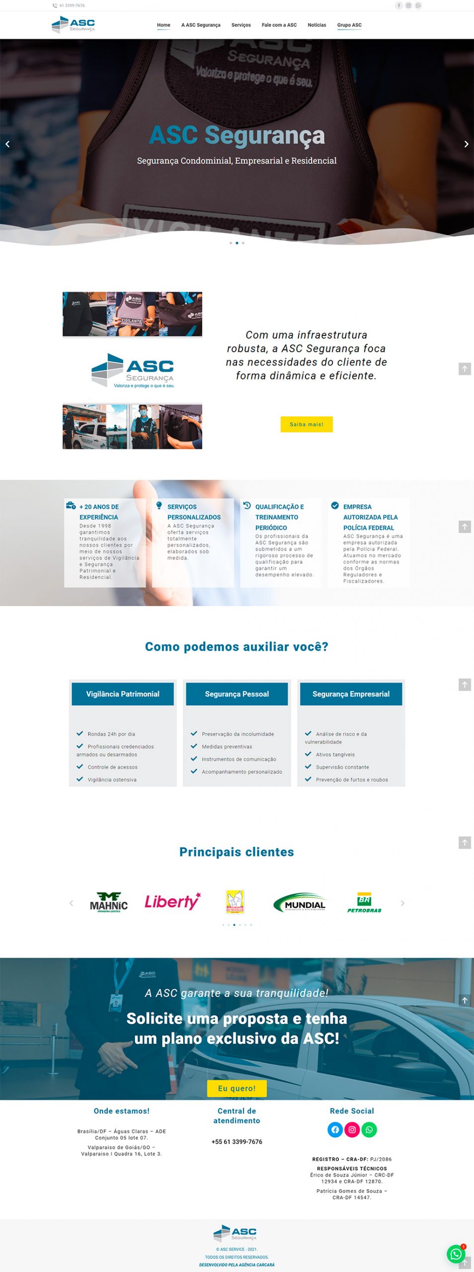 Desenvolvimento do site ASC Condomínio, em um total de 4 sites, para compor a estratégia de marketing digital em Brasília