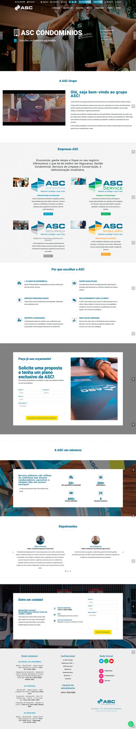 Desenvolvimento do site do Grupo ASC, em um total de 4 sites, para compor a estratégia de marketing digital em Brasília