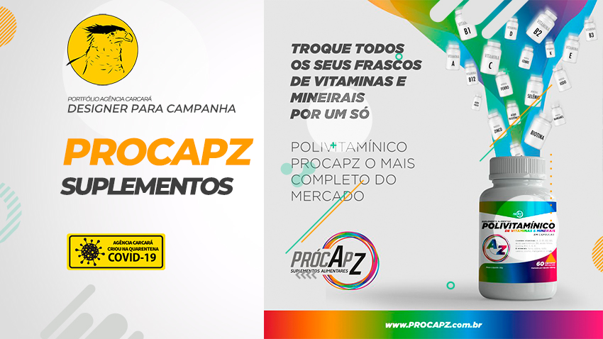Criação do design gráfico para auxiliar na campanha de lançamento da Procapz suplementos e vitaminas marketing indústria farmacêutica