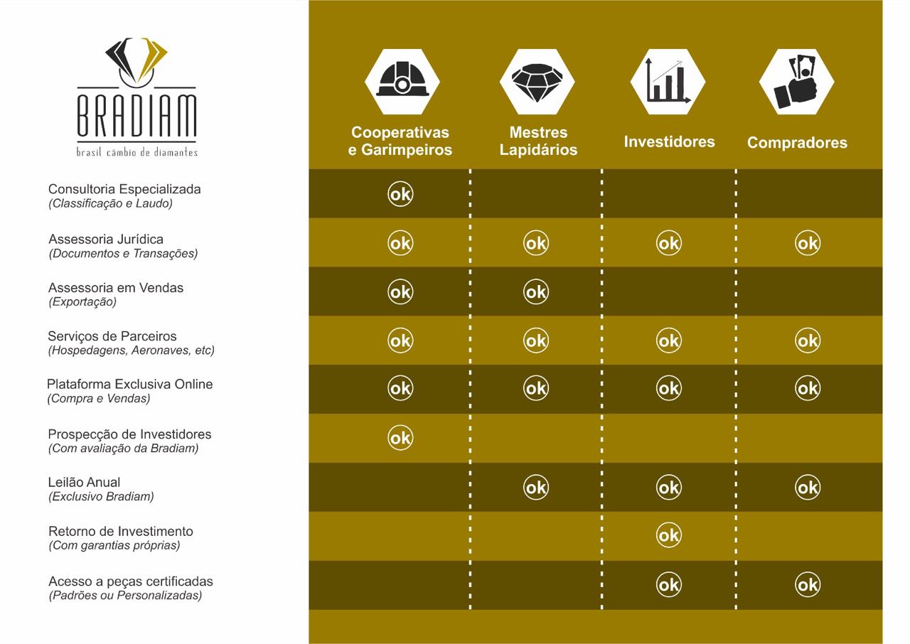 Bradiam: A Lapidação de um Novo Posicionamento para o Mercado de Diamantes Brasileiro
Desafio: A Bradiam - Brasil Câmbio de Diamantes, fundada em 2012 com o objetivo de profissionalizar e modernizar o mercado de distribuição de diamantes e pedras preciosas no Brasil, buscava uma identidade visual que transmitisse seus valores de inovação, transparência, segurança e excelência, consolidando seu posicionamento como referência no setor.
Solução: A Agência Carcará desenvolveu uma nova logomarca para a Bradiam, inspirada na beleza e na precisão do corte de um diamante. O design clean e moderno transmite sofisticação, profissionalismo e confiança, elementos essenciais para o mercado de diamantes.