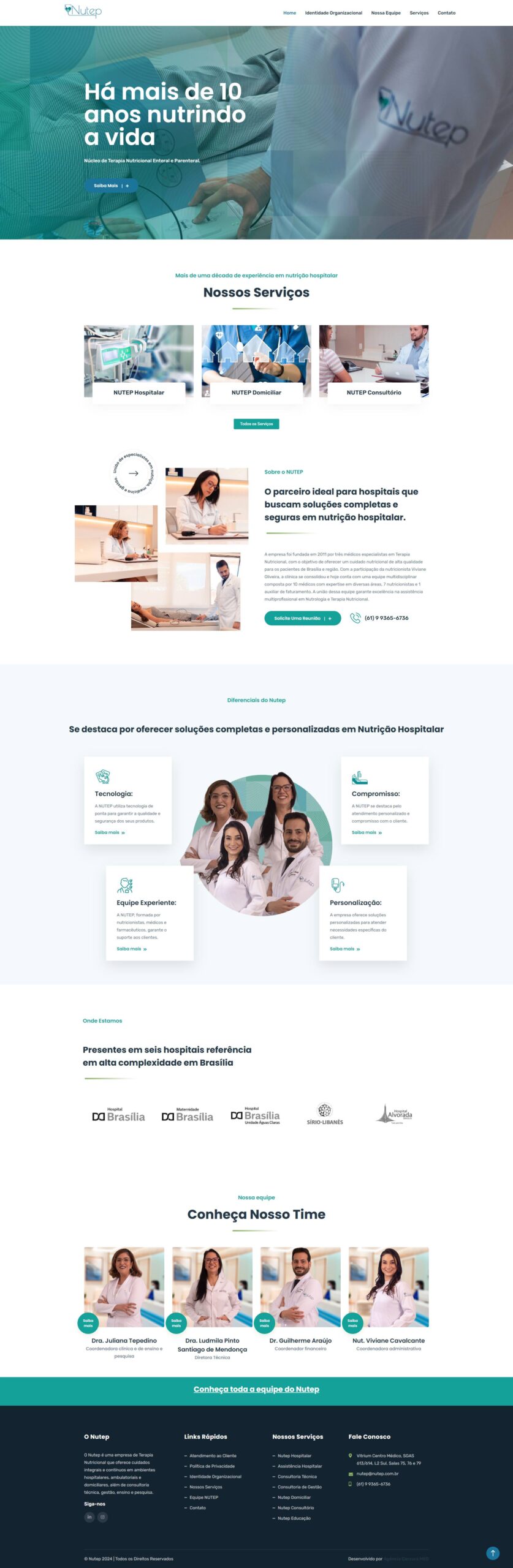 Nutep: Nutrição Hospitalar Elevada a um Novo Patamar com a Agência Carcará Desafio: A Nutep, referência em terapia nutricional em Brasília há mais de uma década, buscava modernizar sua presença online, transmitindo sua expertise, seu compromisso com a qualidade e seu foco no cuidado integral do paciente. Era preciso criar um site que refletisse a excelência dos seus serviços, a solidez da sua equipe multidisciplinar e a sua preocupação com a inovação e a tecnologia. Solução: A Agência Carcará desenvolveu um website elegante, moderno e responsivo, projetado para atender às necessidades específicas da Nutep e do seu público-alvo. O design clean e profissional transmite confiança e credibilidade, enquanto a organização intuitiva do conteúdo facilita a navegação e a busca por informações relevantes.
