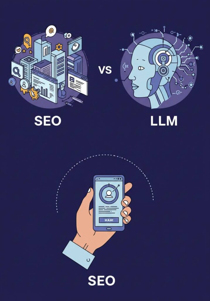 SEO 2.0 + AEO + LLM: Adaptando-se às Visões Gerais de IA e Experiências Zero-Click A primeira página do Google, como você conhecia, está morta. Papo reto é a hora do SEO 2.0 + AEO + LLM. Sem cerimônia. Se a sua estratégia de marketing digital ainda se resume a "ranquear em primeiro lugar para a palavra-chave X", sinto informar: você está pilotando um avião de teco em uma era de caças supersônicos. A paisagem mudou drasticamente, e a maioria ainda está olhando para o mapa antigo.
