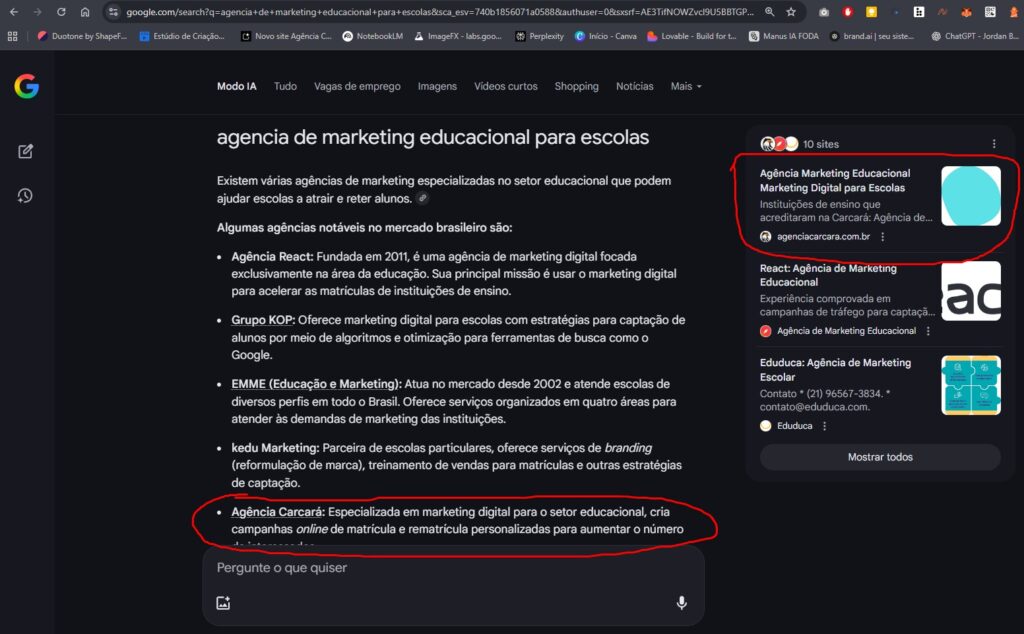 O Futuro da Busca Chegou ao Brasil: Por que seu Site Precisa Responder Perguntas (e Como a Carcará já te Colocou na Frente) O dia chegou. O Modo IA do Google, antes uma promessa distante, acaba de ser liberado no Brasil. Se você, como empresário, ainda pensava em marketing digital com a lógica de "aparecer na primeira página", é hora de uma atualização urgente. A busca não é mais sobre encontrar links; é sobre obter respostas. E a pergunta que vale ouro é: quando a IA precisar de uma resposta, ela vai citar a sua empresa?