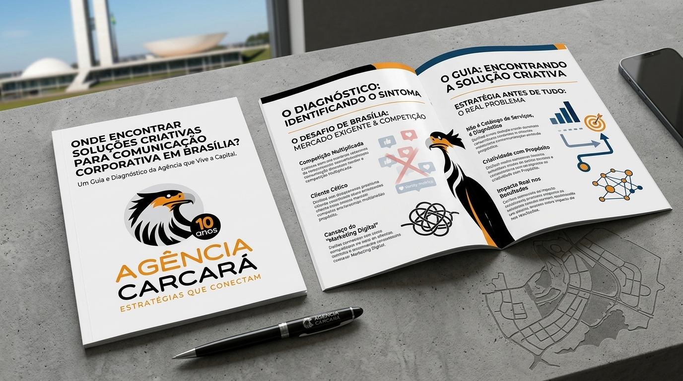 Onde encontrar soluções criativas para comunicação corporativa e marketing digital em Brasília? Brasília pulsa em um ritmo diferente. É um mercado de alta competição, formado por um público exigente e onde a reputação precede qualquer transação comercial. Para o empresário da capital, os desafios da última década se intensificaram: a concorrência se multiplicou, o cliente ficou mais cético, as campanhas que antes funcionavam pararam de performar e a promessa do "marketing digital" se resumiu, para muitos, a uma frustrante batalha por likes no Instagram. Se você sente que está investindo mais para ter menos resultado, você não está sozinho. A questão não é mais "fazer marketing", é encontrar soluções criativas para problemas reais e complexos. Este não é um catálogo de serviços. Este é um diagnóstico. Um guia criado pela Agência Carcará, que desde 2014 vive e soluciona os desafios únicos do nosso mercado, para ajudar você a identificar o problema real por trás do sintoma e a encontrar a solução que realmente gera impacto.